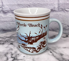 Caneca de chá vintage anos 80 Myrtle Beach azul marrom texturizada praia praia praia comprar usado  Enviando para Brazil