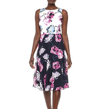 Vestido de festa Sally Lou Fashions feminino azul marinho multi chiffon estampado floral novo sem etiquetas tamanho 10 comprar usado  Enviando para Brazil