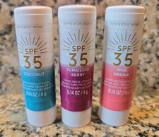 3 BÁLSAMO LABIAL PROTETOR SOLAR BATH & BODY WORKS SPF 35 Coconut, Berry & Pink Dream NOVO , usado comprar usado  Enviando para Brazil