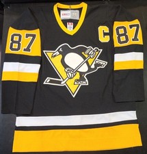Camiseta masculina NHL Pittsburgh Penguins Sidney Crosby 87 tamanho 50 CCM preta amarela  comprar usado  Enviando para Brazil