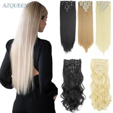 Cabelo liso sintético 16 clipes 140G extensões fibra alta temperatura peça de cabelo comprar usado  Enviando para Brazil