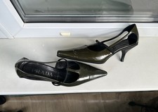 Salto gatinho Prada couro envernizado verde escuro tamanho 36,5 comprar usado  Enviando para Brazil