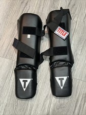 Vintage Anos 2000 Título Boxe MMA Vinil Preto Canela Instep Guards Adulto Tamanho Pequeno, usado comprar usado  Enviando para Brazil