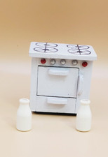 Miniatura Colecionadores Shackman Antigo Fogão de Cozinha Casa de Bonecas de Madeira com 2 Jarros de Leite comprar usado  Enviando para Brazil