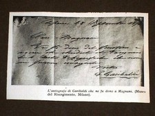 Autografo giuseppe garibaldi usato  Villarosa