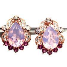 Pedra preciosa 10x15 mm. Brincos de quartzo lavanda, granada rodolita e zircão prata 925 comprar usado  Enviando para Brazil