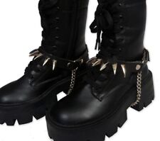 Alças de bota punk de couro preto sintético vegano Claw com pontas cravejadas comprar usado  Enviando para Brazil