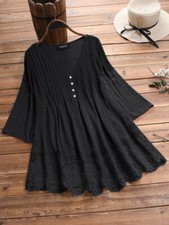 Camiseta Sólida Cuello en V, Manga Larga Informal Todos los Días Top Para Primavera Otoño segunda mano  Embacar hacia Mexico