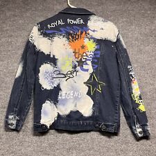 Jaqueta jeans Demolition masculina grande pintada à mão grafite streetwear comprar usado  Enviando para Brazil