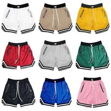 Pantalones cortos deportivos de malla transpirables para hombre gimnasio fitness correr baloncesto con cremallera bolsillo segunda mano  Embacar hacia Argentina