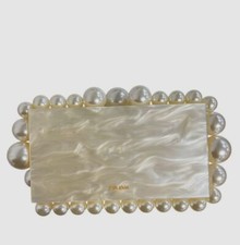 Bolsa de mão Cult Gaia feminina marfim acrílico Eos frisada caixa embreagem.. comprar usado  Enviando para Brazil