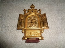 Mesa religiosa banhada a ouro rara tríptico três painéis Maria Cristo Anjos grossos  comprar usado  Enviando para Brazil