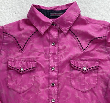 Usado, Camisa Wrangler Rock 47 Feminina PEQUENA Rosa Preta Bordada Pérola Snaps Gaúcho Rodeio comprar usado  Enviando para Brazil