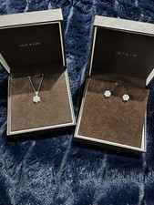 Diamond earrings necklace for sale  MAESTEG