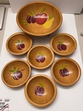 Conjunto de tigela de salada vintage munising madeira maciça frutas 1940 fazenda casa de campo núcleo comprar usado  Enviando para Brazil