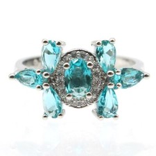 Novo Design Rich Blue Aquamarine CZ Joia Para Anéis Femininos de Prata 8.0  comprar usado  Enviando para Brazil