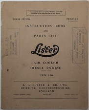 Usado, Livro de instruções Lister e lista de peças para motores diesel refrigerados a ar LD1, C 1956 comprar usado  Enviando para Brazil