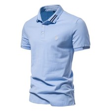 Camisas polo masculinas 100% algodão casual cor sólida manga curta comprar usado  Enviando para Brazil