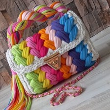 Bolsa multicolorida/saco de tecido à mão/saco de crochê/saco de malha/saco colorido/saco de luxo, usado comprar usado  Enviando para Brazil