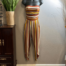 #554 Full Circle Trends, calça cropped listrada sem mangas tamanho pequeno comprar usado  Enviando para Brazil