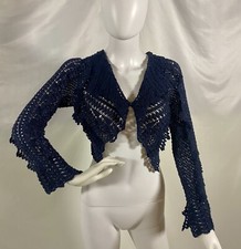 Bolero de malha aberta Giuliana Testino preto com miçangas comprar usado  Enviando para Brazil