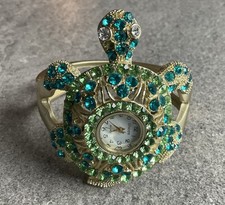 Relógio feminino Chicos tartaruga azul verde cristal bling punho articulado nova bateria A15, usado comprar usado  Enviando para Brazil