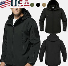 Men Tactical Waterproof Soft Shell Jacket Coat Fleece Lined Zip Up Hoodie Jacket for sale  Solon