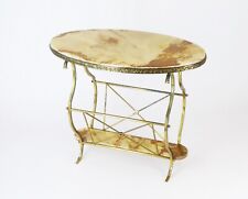 Vintage Oval Italiano Mármore Magazine Rack, Hollywood Regency Bronze Ornamentado Rack comprar usado  Enviando para Brazil