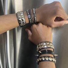 5 peças pulseira punk cravejada de couro sintético gótica cravejada - lote de joias   comprar usado  Enviando para Brazil