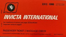Invicta airlines ticket for sale  SOUTHAMPTON