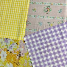 Pack de tela vintage de 4 piezas para elaboración y costura estampados florales de gingham segunda mano  Embacar hacia Mexico