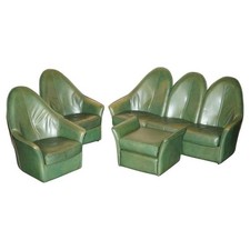 SUÍTE DE POLTRONA VINTAGE ESCULTURAL COURO VERDE POR VOLTA DE 1970 comprar usado  Enviando para Brazil