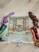 Thimbelina~Fonte de Jardim~Banho de Pássaro~Lona e Fio de Ponto de Agulha Pintados à Mão, usado comprar usado  Enviando para Brazil