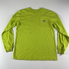 Camiseta Carhartt Para Hombre Pequeña Calce Original Amarillo Brillante Manga Larga Bolsillo K126 segunda mano  Embacar hacia Mexico