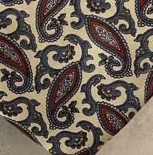 Gravata de seda italiana Christian Dior creme azul vermelho 100% padrão paisley feita nos EUA comprar usado  Enviando para Brazil