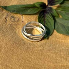 Anel de casamento russo prata anel de presente feminino anel delicado prata 3 faixas rolo liso comprar usado  Enviando para Brazil