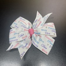 Lazo de pelo pinza para el cabello Princesa Diva Niña - Blanco con multicolor - Lindo 🎀 segunda mano  Embacar hacia Mexico