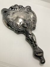 Espelho antigo Art Nouveau Victor Silver Co. figura cupido mão vaidade 10 X 5,5" comprar usado  Enviando para Brazil
