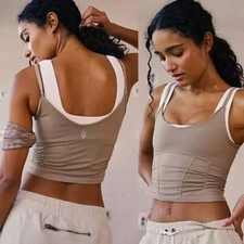 Sutiã Free People FP Movement Good Karma Ruched Crop regata prateleira cogumelo M/G comprar usado  Enviando para Brazil
