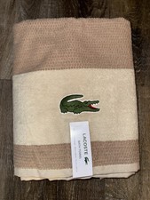 Lacoste ~ Toalha de banho 100% algodão 30 x 52" bege bronzeado grande logotipo de crocodilo comprar usado  Enviando para Brazil