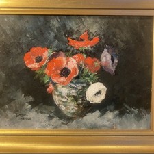 Cadre peinture anémone d'occasion  Chameyrat