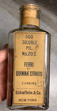 Usado, Garrafa antiga RÓTULO DE PÍLULAS ORIGINAIS Schieffelin NOVA YORK Ferri Quininae Citras comprar usado  Enviando para Brazil