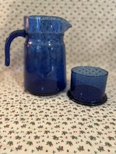 Jarro de água vintage de cobalto soprado à mão com tampa copo cabeceira conjunto de jarra comprar usado  Enviando para Brazil