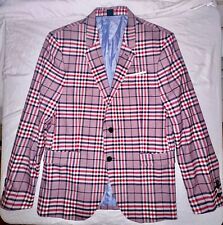 Blazer xadrez Zara masculino vermelho branco azul tamanho US44 (adequado para US40L) xadrez legal comprar usado  Enviando para Brazil