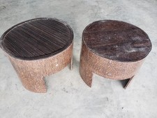 Antigo tronco de palmeira esculpido na Indonésia madeira 2 banquetas mesa aninhamento economia de espaço comprar usado  Enviando para Brazil