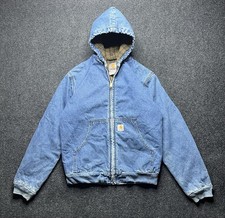Jaqueta de trabalho masculina vintage rara Carhartt denim com zíper com capuz forrada com cobertor anos 90 tamanho P comprar usado Jaqueta de trabalho masculina vintage rara Carhartt denim com zíper com capuz forrada com cobertor anos 90 tamanho P comprar usado  Enviando para Brazil