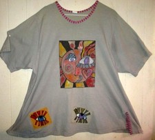 Blusa Clothes Encounters arte para usar pintura à mão balanço azul L B52 comprar usado  Enviando para Brazil