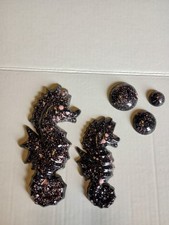 Placas de parede cavalo marinho giz cerâmica sereia rosa e preto 3 bolhas vintage comprar usado  Enviando para Brazil