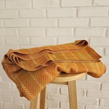 Tecido de poliéster vintage anos 70 xadrez a granel estoque morto amarelo ocre vermelho comprar usado  Enviando para Brazil