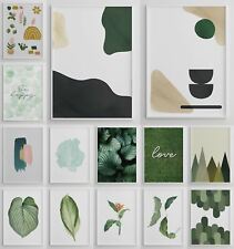 Cuadros enmarcados verdes arte botánico de pared decoración verde sala de estar pared obras de arte segunda mano  Embacar hacia Mexico